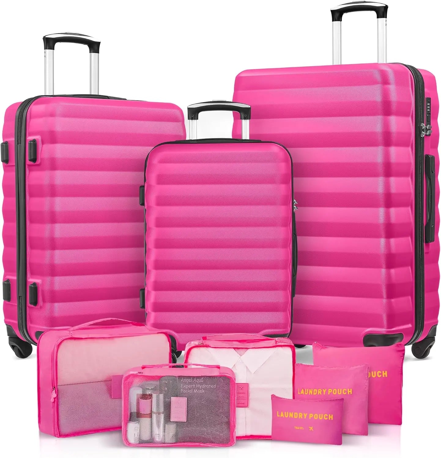 3 Piece ABS Hardside Luggage Set Spinner Wheels And Lock