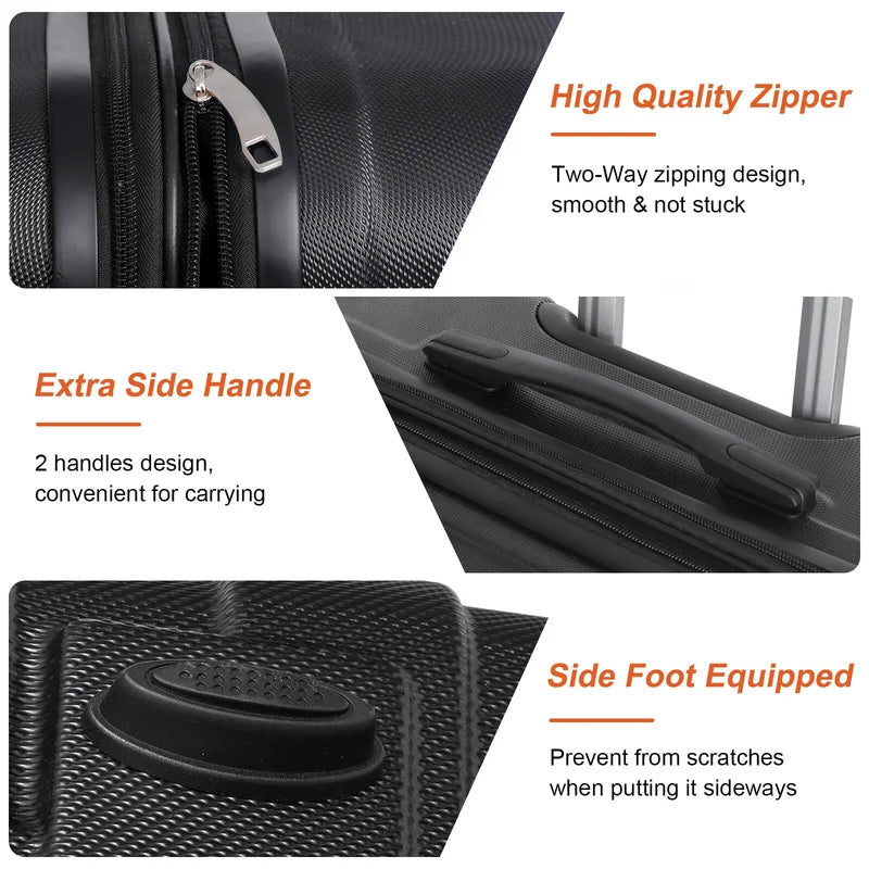 Expandable 3-Piece Luggage Set Hardshell ABS TSA Lock