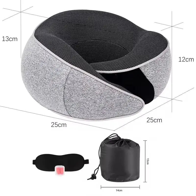 Memory Foam Travel Neck Pillow for Airplane Flights and Sleep